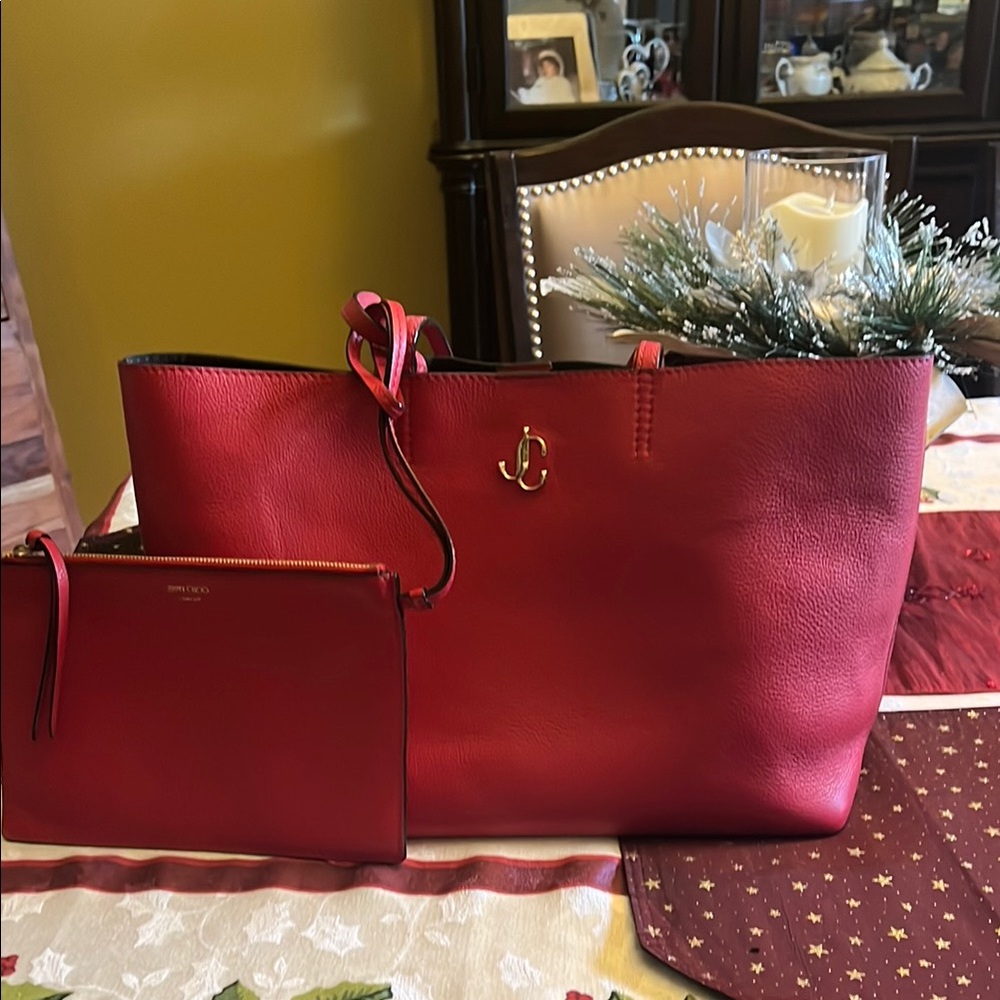 Red Leather Tote Bag